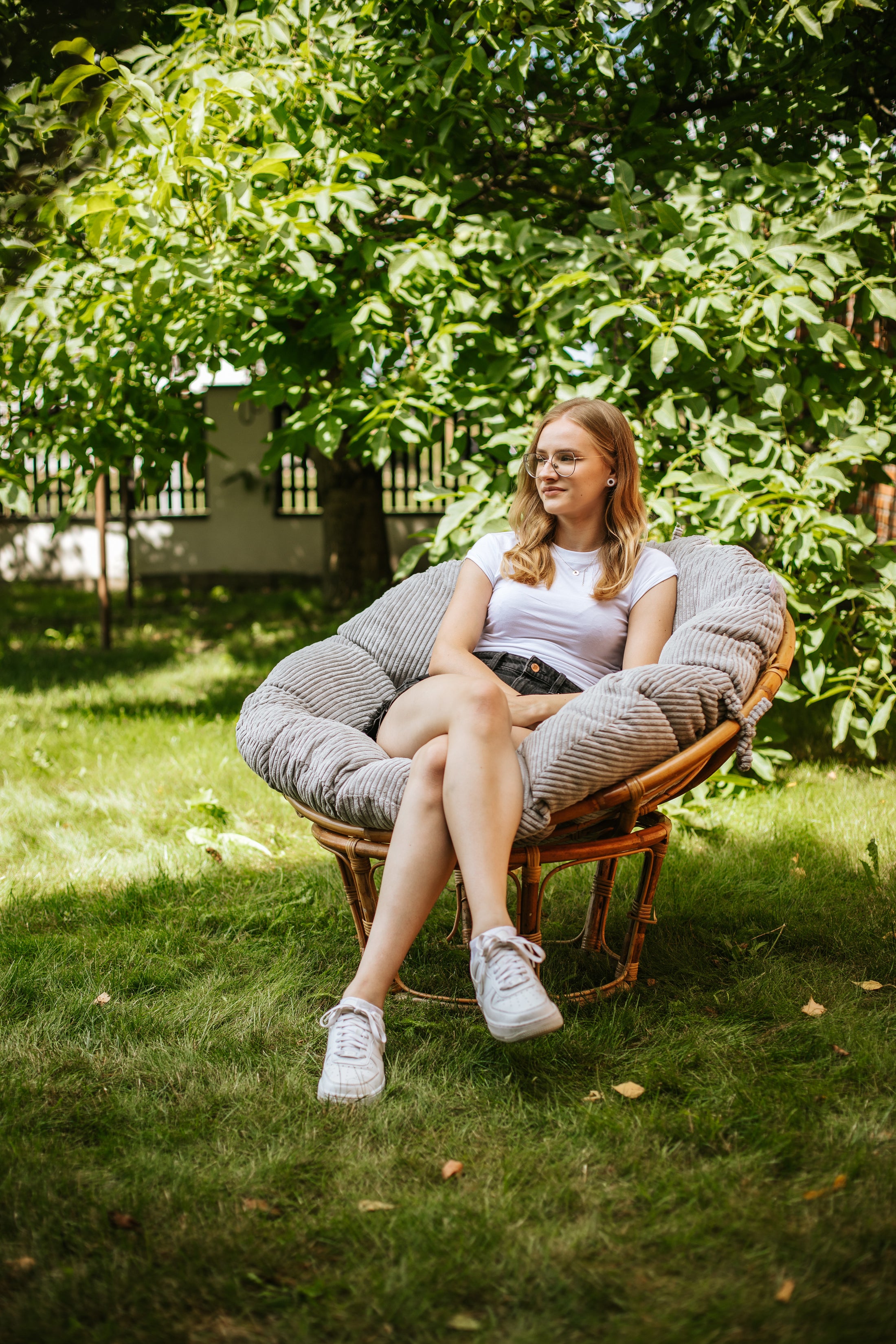 Poduszka Okrągła na Papasan Sztruks