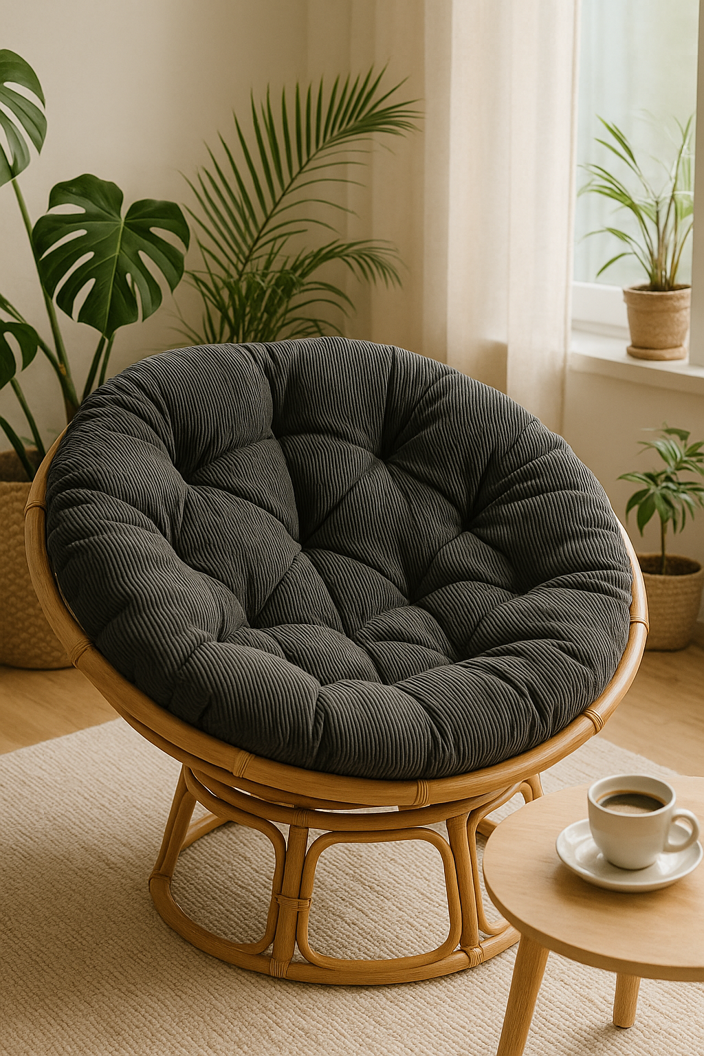 Poduszka Okrągła na Papasan Sztruks