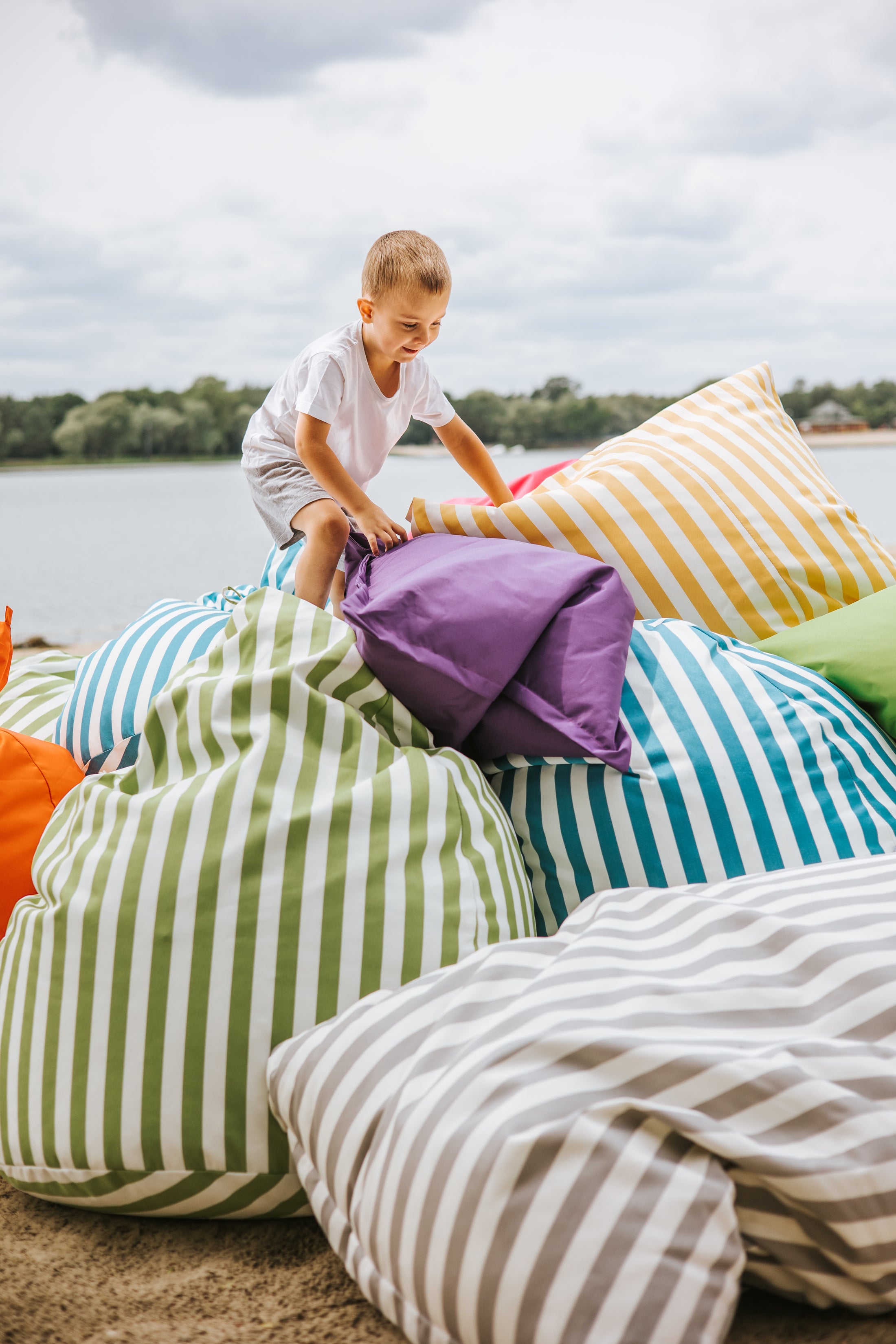 Beanbag Sako Wodoodporne – STRIPE Klasyczne Siedzisko Worek ze Styropianem Certyfikat OEKO-TEX® 100