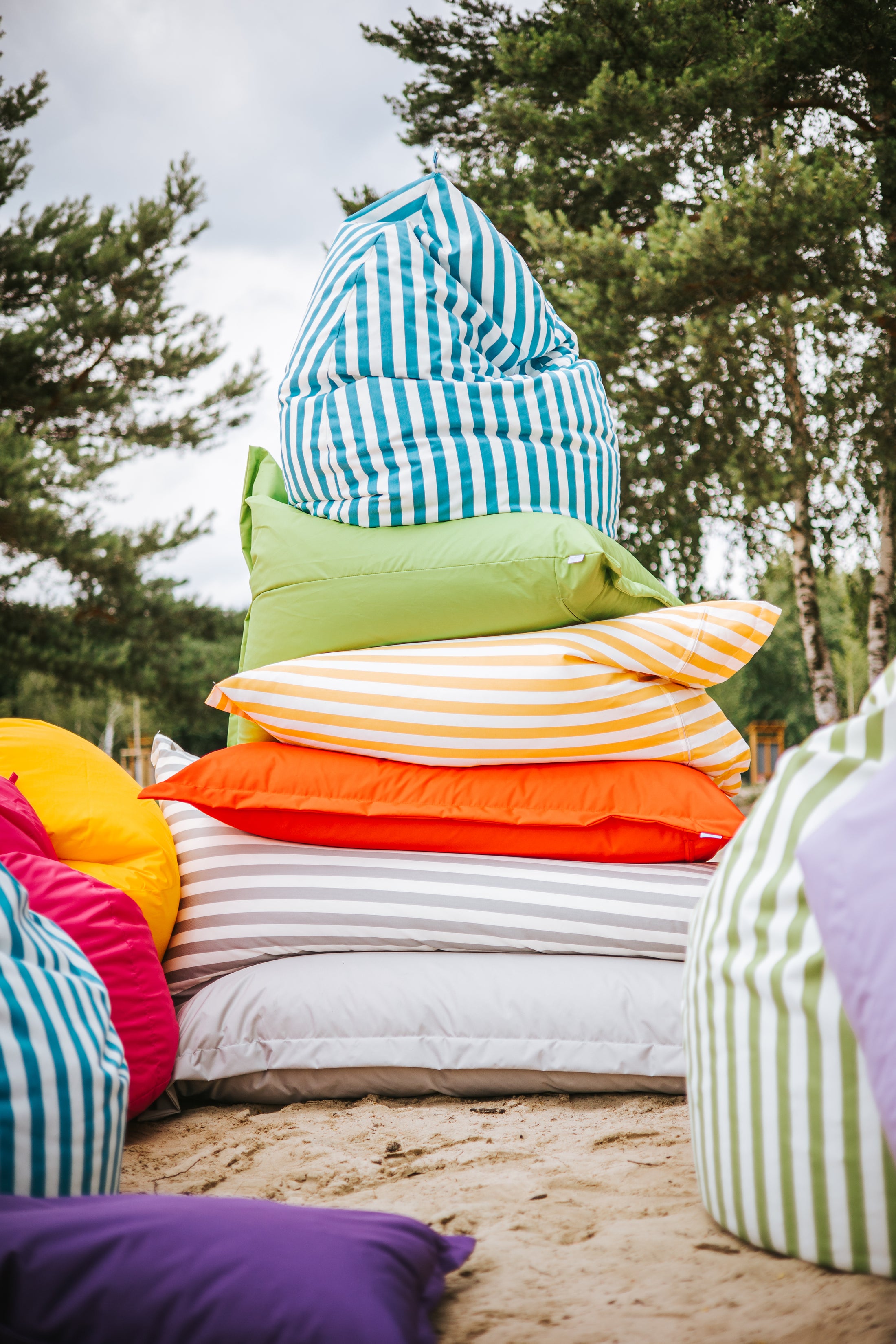 Pufa Banan Beanbag STRIPE Wodoodporna i Wielofunkcyjna, OEKO-TEX® 100