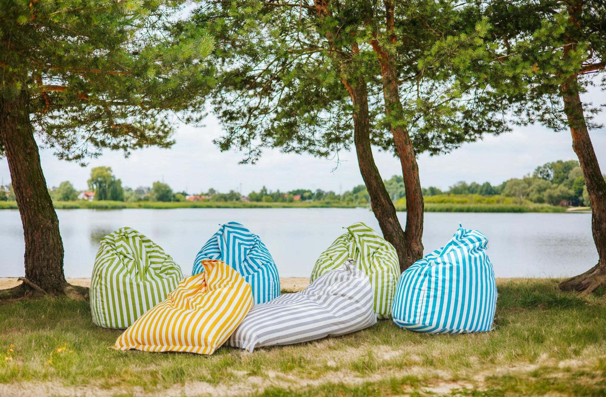 Beanbag Sako Wodoodporne – STRIPE Klasyczne Siedzisko Worek ze Styropianem Certyfikat OEKO-TEX® 100