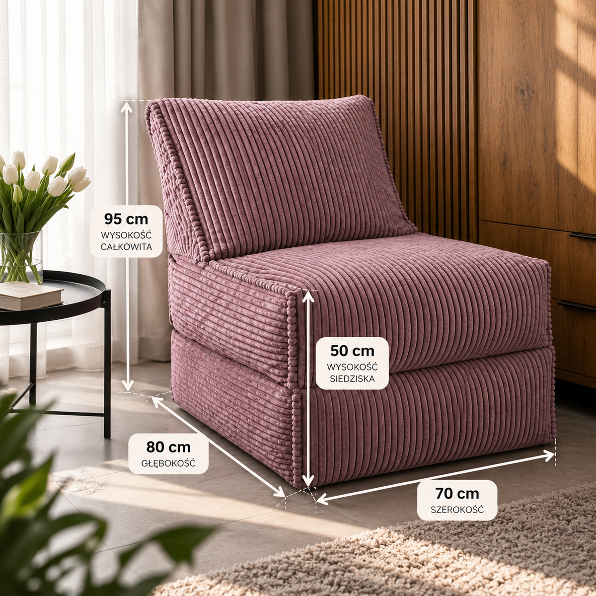 Beanbag Szezlong Sztruks Rozkładany